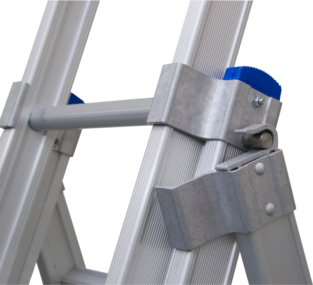 Echelle coulissante / 3 x 7 échelons, pieds droits, transformableavec stabilisateur STAB390
