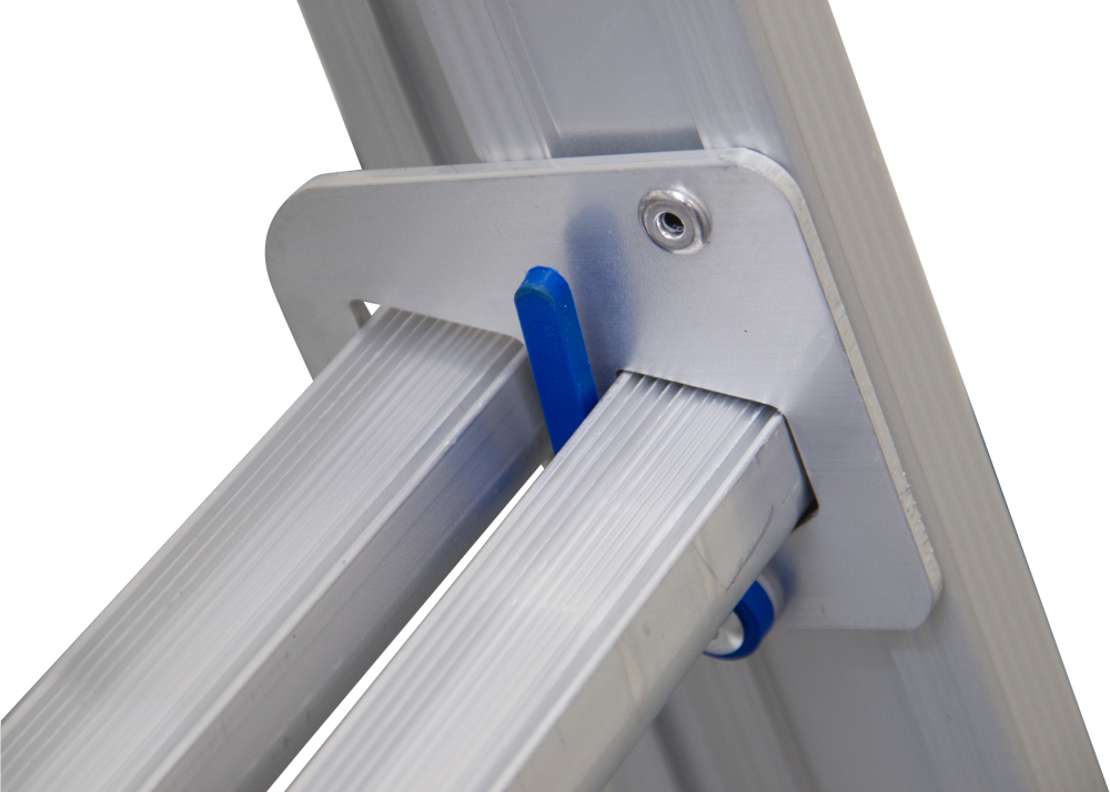 Echelle coulissante / 3 x 7 échelons, pieds droits, transformableavec stabilisateur STAB390