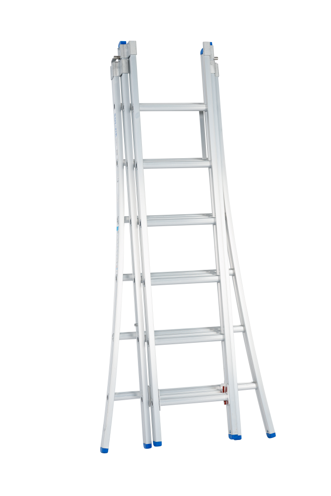 Echelle coulissante / 3 x 6, pieds évasés, transformable, sécurité écartement