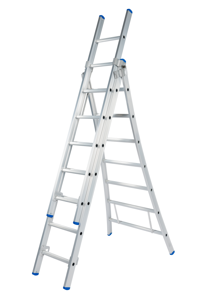 Echelle coulissante / 3 x 7, pieds évasés, transformable