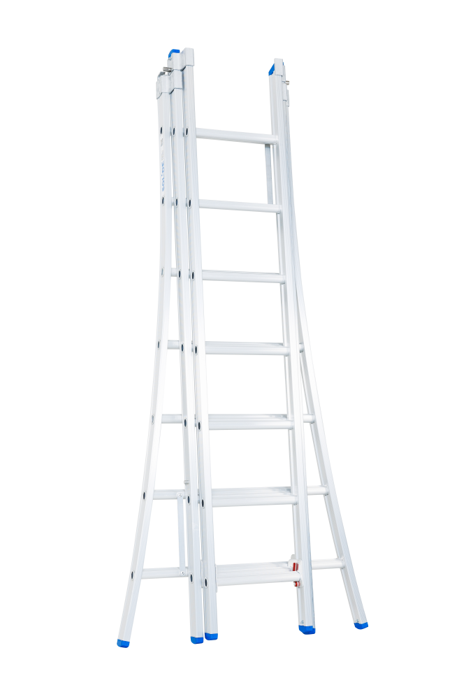 Echelle coulissante / 3 x 7, pieds évasés, transformable