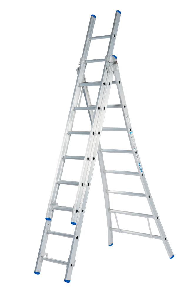 Echelle coulissante / 3 x 8, pieds évasés, transformable