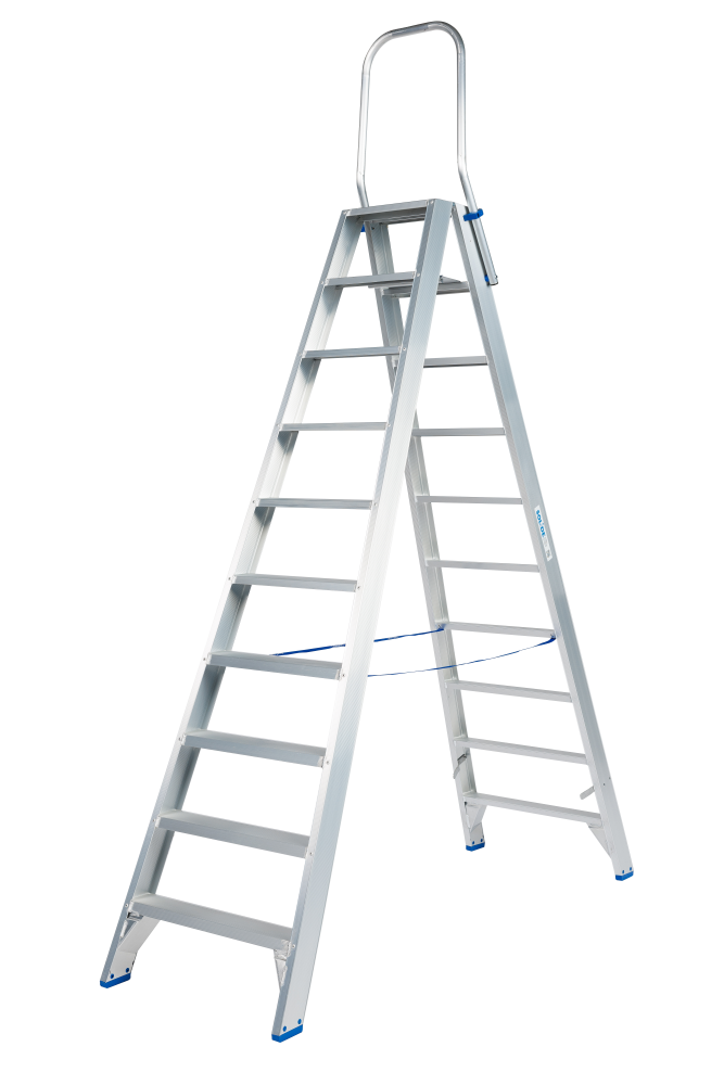 Dubbele trapladder / 2 x 10 treden, klapbeugel