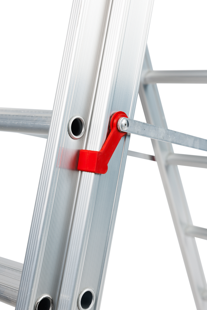 Echelle coulissante / 3 x 6, pieds évasés, transformable, sécurité écartement