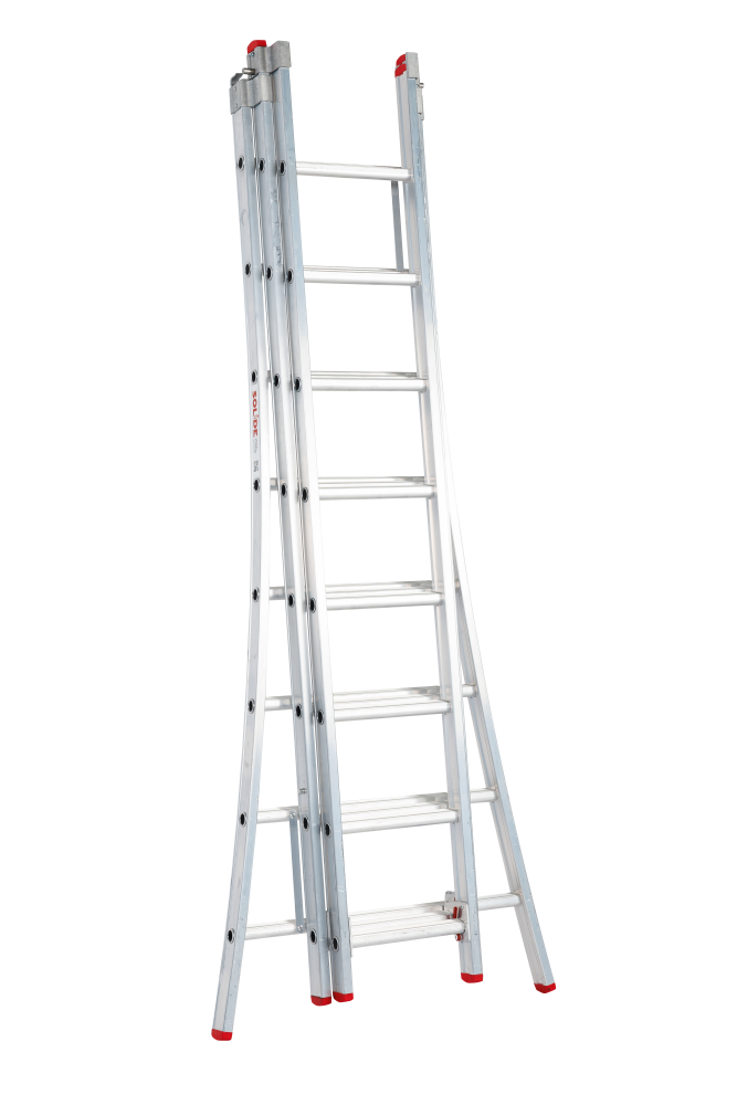 ECO Professional series 3-delige ladder / 3 x 8, gebogen voet, reform, spreidbeveiliging