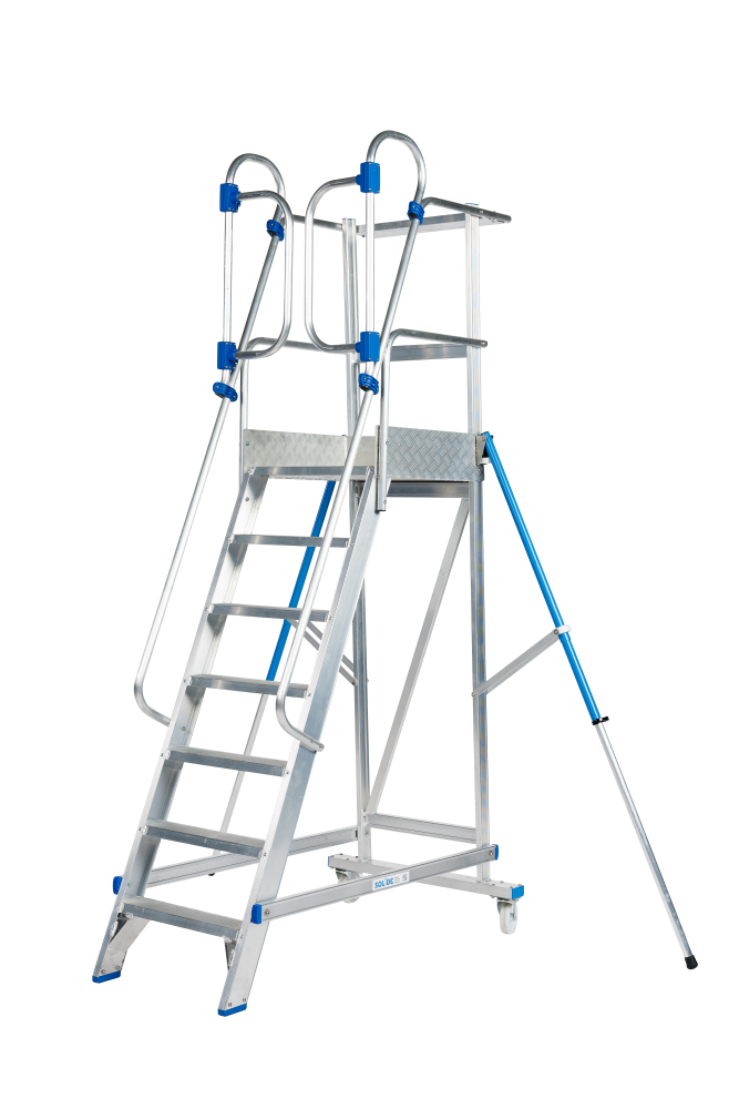 Mobiele bordestrap / 7 treden met zelfsluitende veiligheidsdeur