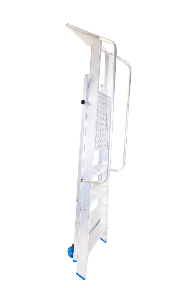 Plate-forme Mobile Pliable / 6 marches avec porte de sécurité auto-fermante