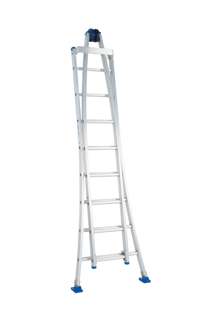 Schuifladder met rol / 2x8, open voet