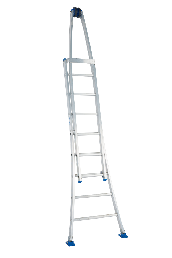 Schuifladder met rol / 2x8, open voet