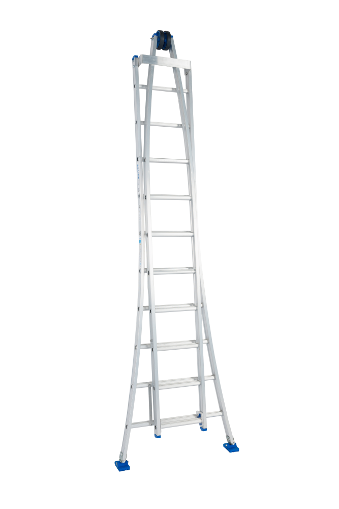Schuifladder met rol / 2x8, open voet