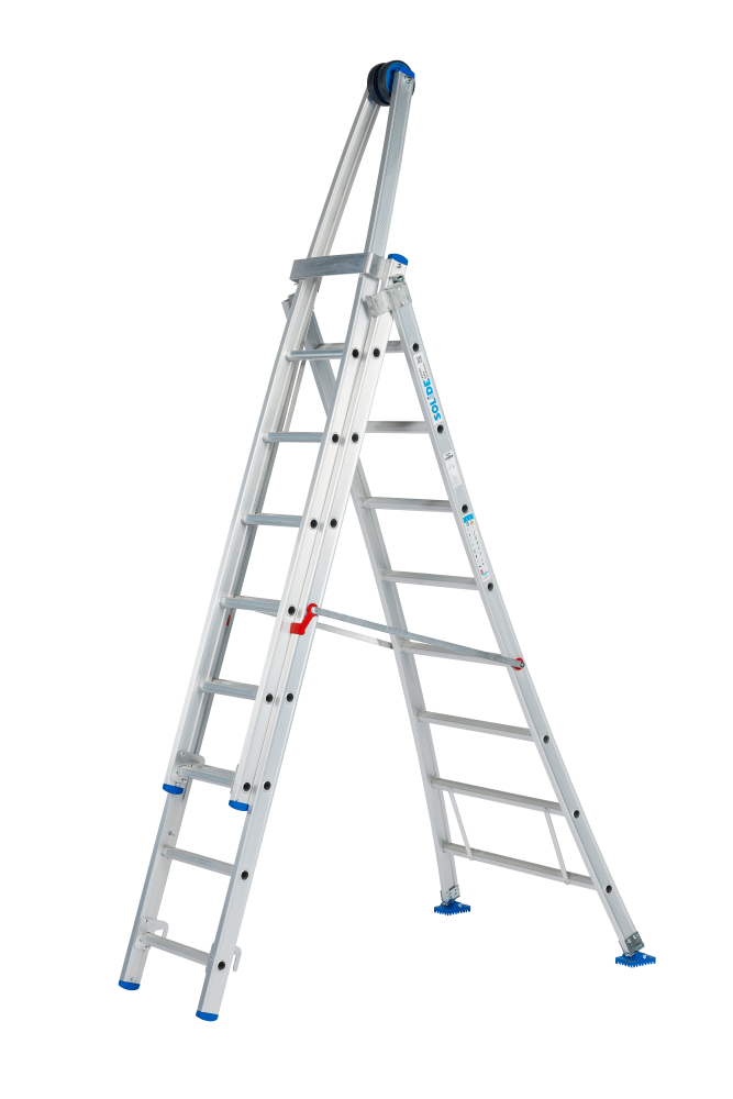 Schuifladder met rol / 3x12, open voet, reform, spreidbeveiliging